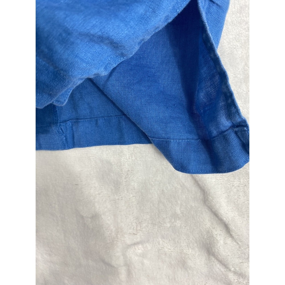 2/$30 Jillian Jones 100% Linen Shirt M Blue Button Front 3/4 Sleeve Lagen - Picture 8 of 14